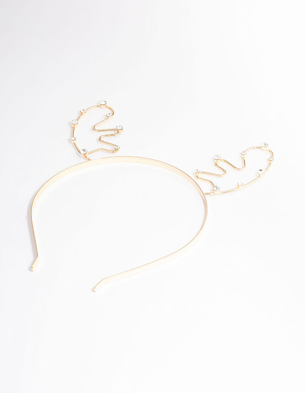 Gold Reindeer Diamante Headband