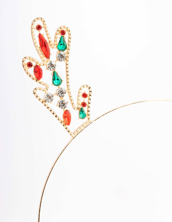Gold Reindeer Ear Jewel Headband
