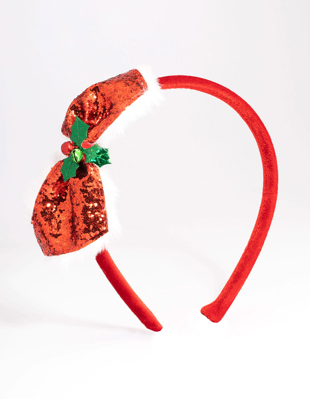 Glitter Holly Bow Headband