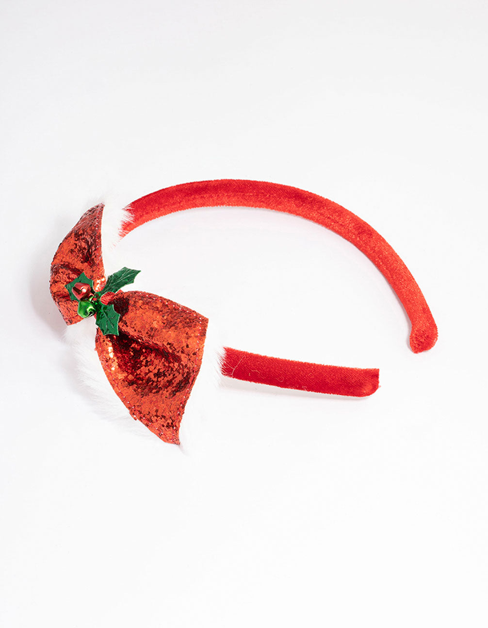 Glitter Holly Bow Headband