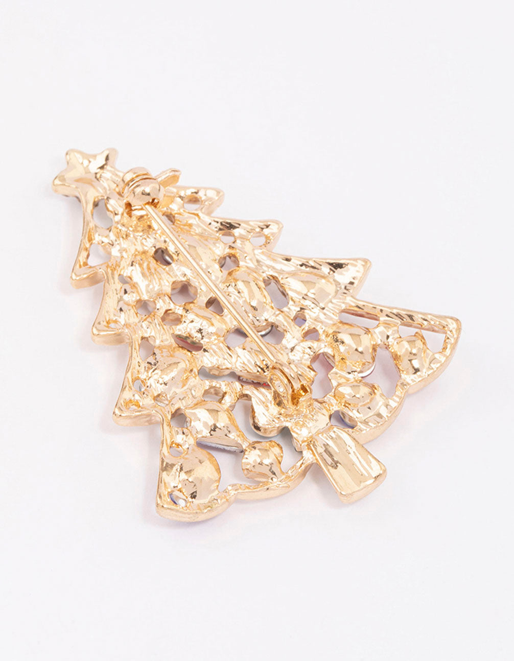 Gold Pearl & Diamante Christmas Tree Brooch