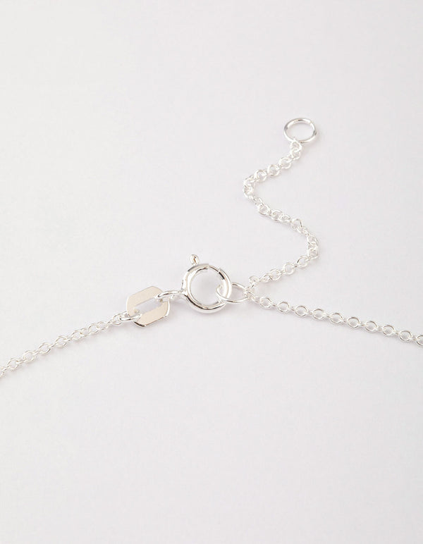 Sterling Silver Cubic Zirconia Stem Necklace