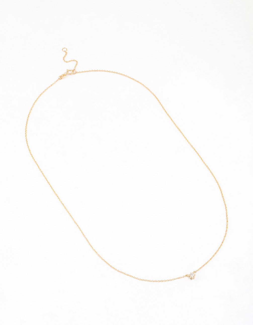 Gold Plated Sterling Silver Round Cubic Zirconia Dainty Necklace