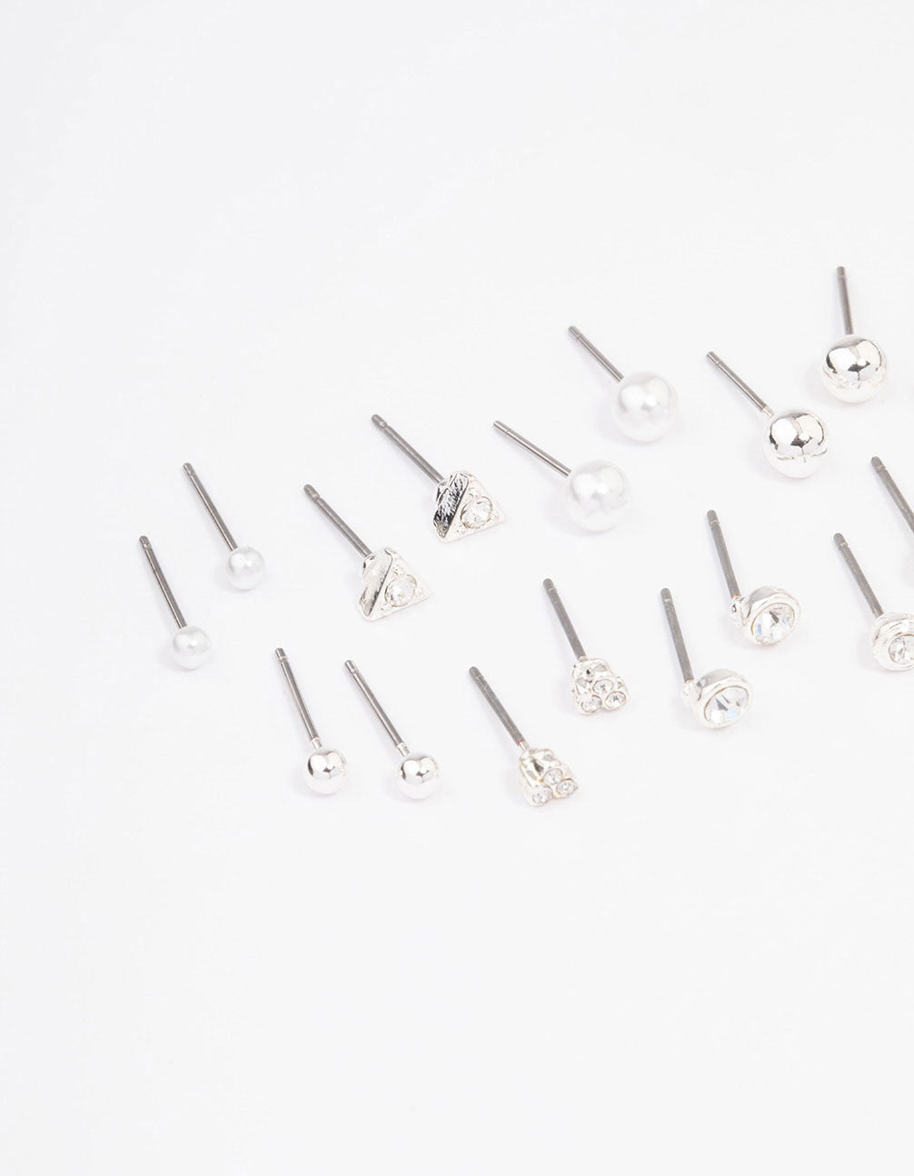 Silver Classic Pearl & Stone Earring 12-Pack