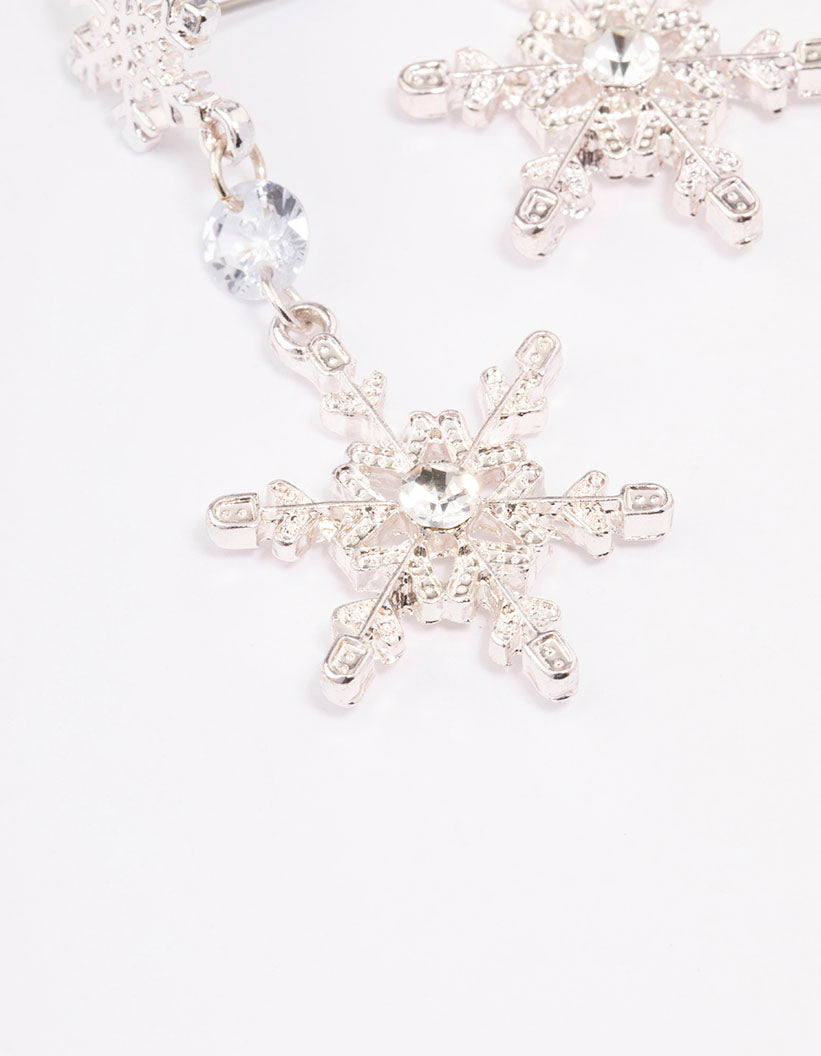 Silver Diamante Snowflake Drop Earrings
