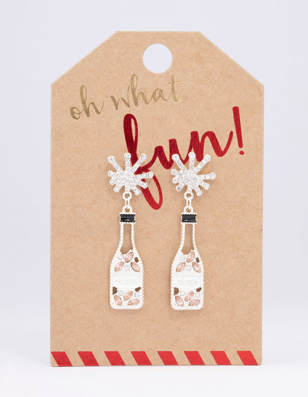 Silver Diamante Champagne Bottle Drop Earrings