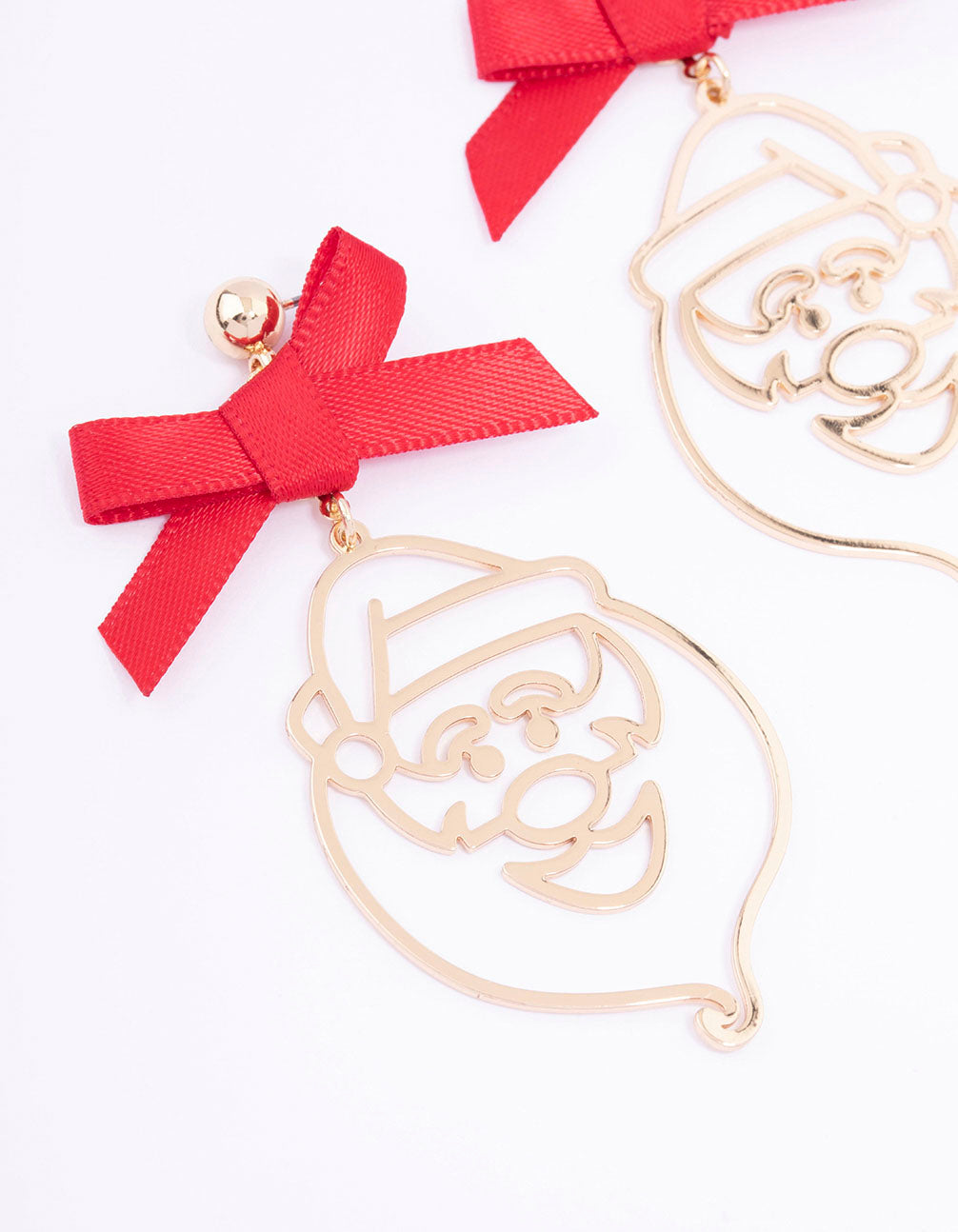Christmas Santa & Bow Drop Earrings