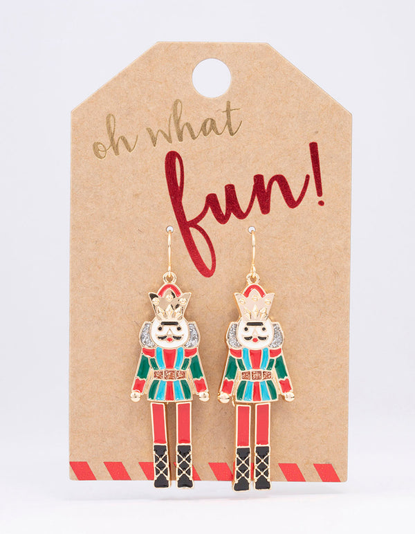 Gold Nutcracker Drop Earrings