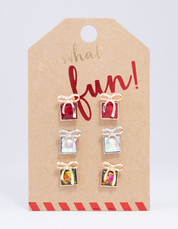 Christmas Present Stud Earrings 3-Pack
