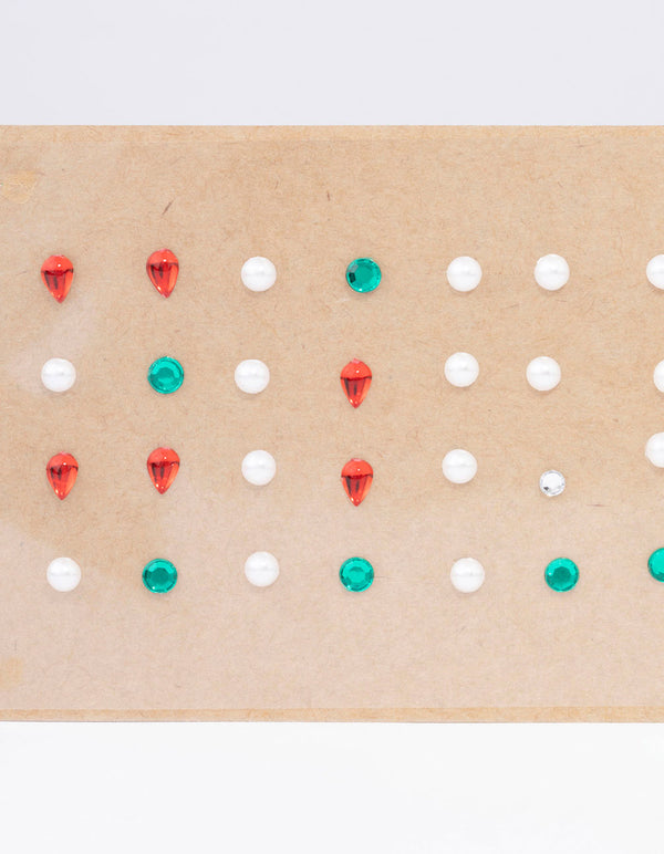 Pearl & Diamante Christmas Face Gems