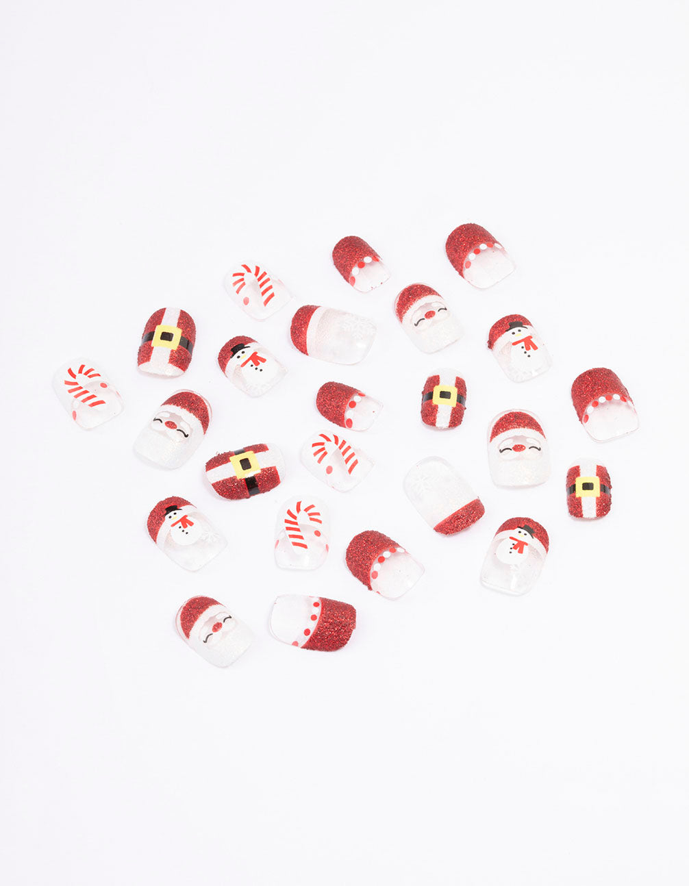 Red Santa & Candy Cane Press On Nails