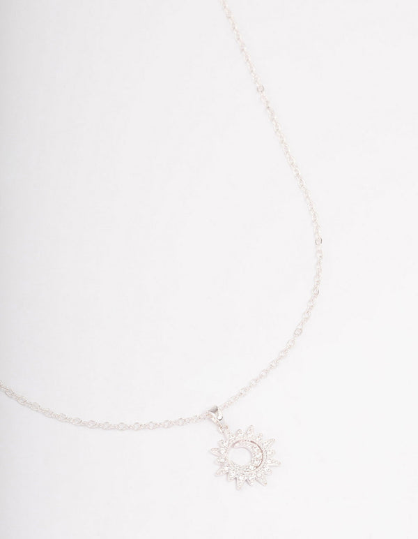 Silver Dainty Sunray Short Necklace