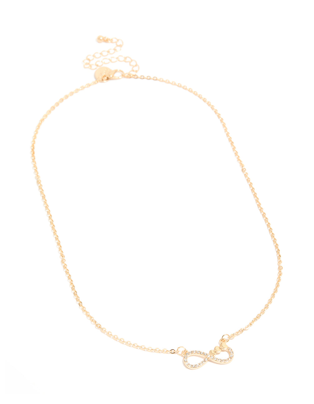 Gold Diamante Infinity Heart Short Necklace
