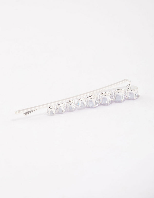 Silver Cubic Zirconia Diamante Hair Slide Pack