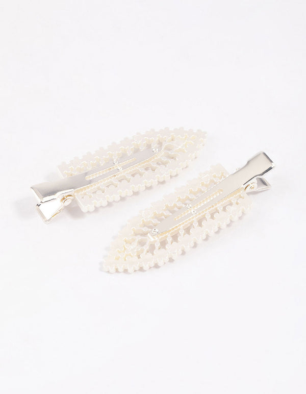 Silver Diamante & Pearl Hair Clip Pack