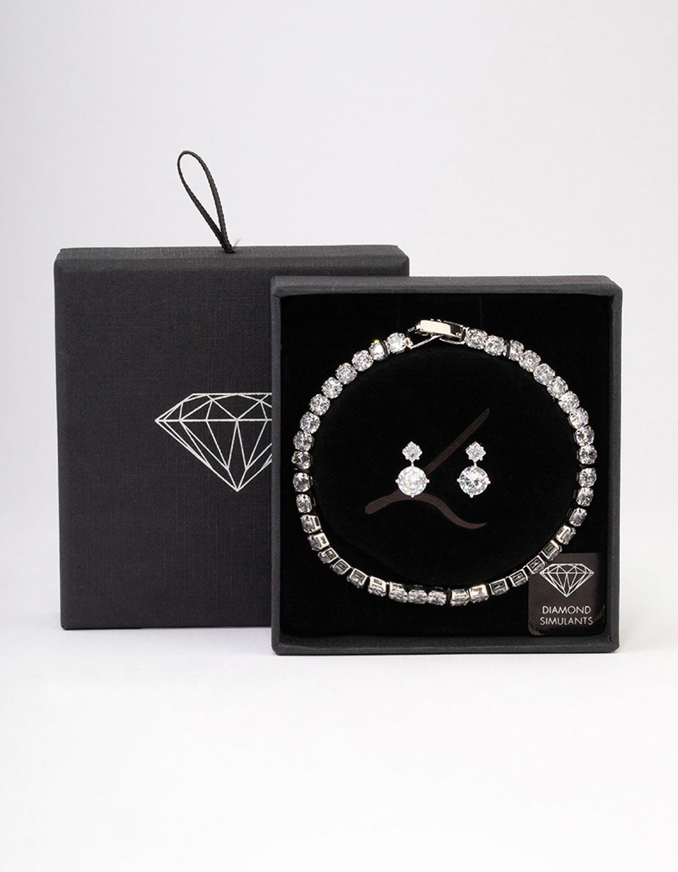 Silver Cubic Zirconia Round Graduating Earrings & Tennis Bracelet Set