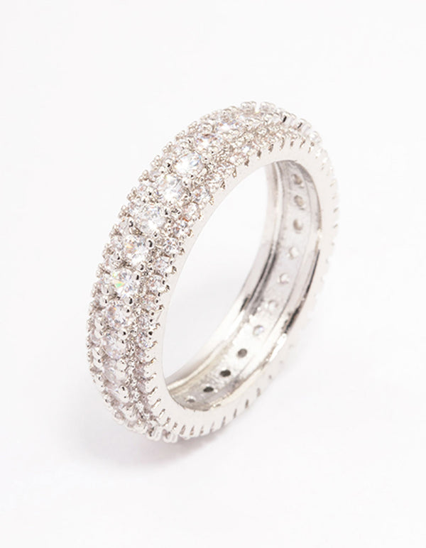 Silver Plated Classic Diamante Ring