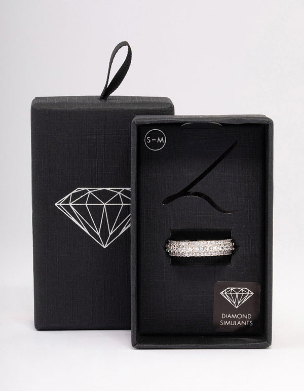 Silver Plated Classic Diamante Ring