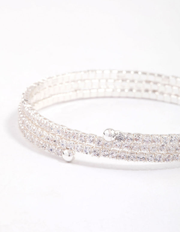 Silver Plated Triple Cup Chain Marquise Wrist Cuff