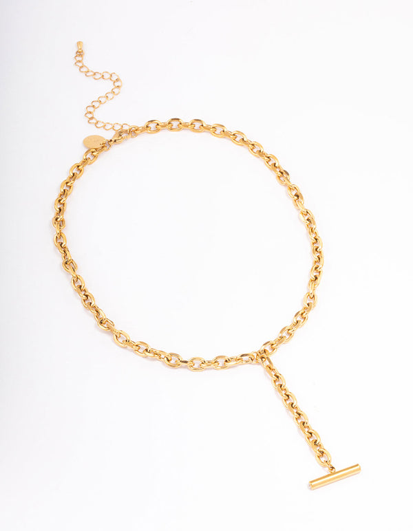 Waterproof Gold Plated Stainless Steel Cable FOB Y- Necklace