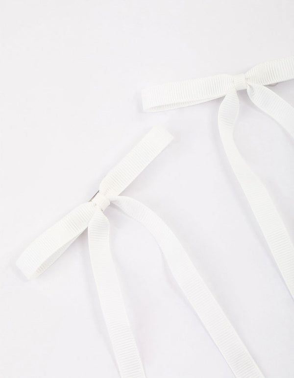 White Fabric Hair Bows Pack