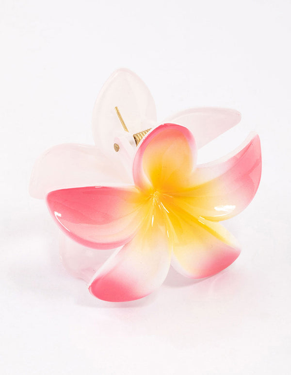 Pink Frangipani Hair Claw Clip