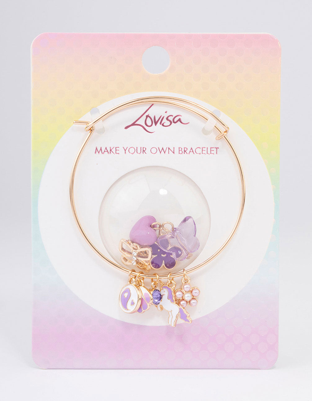Kids Gold DIY Unicorn & Heart Charm Bracelet