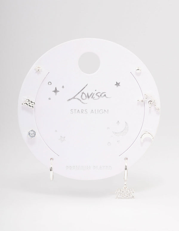Silver Plated Aquarius Earring Pack