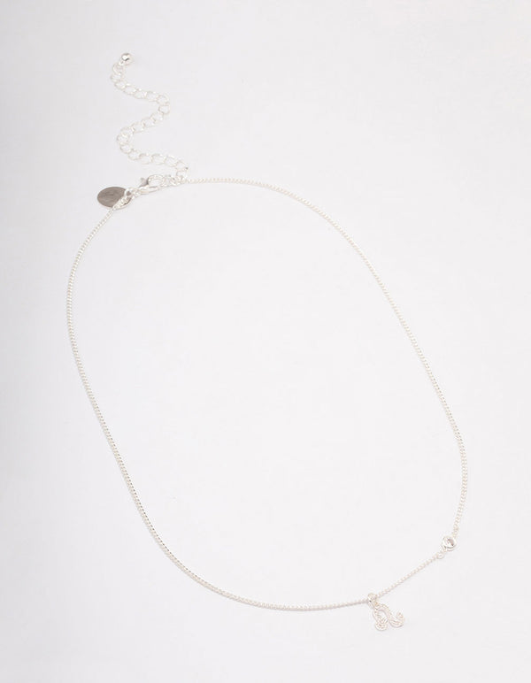Silver Plated Leo Necklace With Cubic Zirconia Pendant