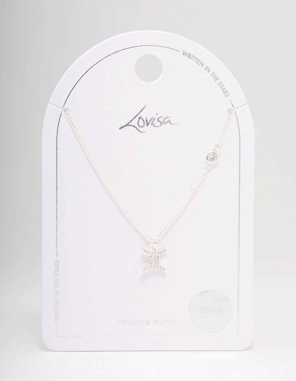 Silver Plated Gemini Necklace With Cubic Zirconia Pendant
