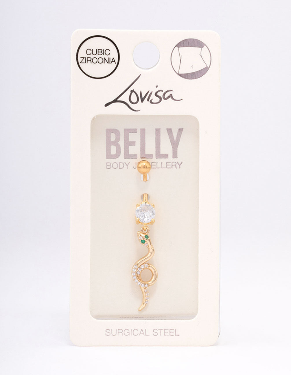 Gold Plated Surgical Steel Looped Snake Drop Belly Ring