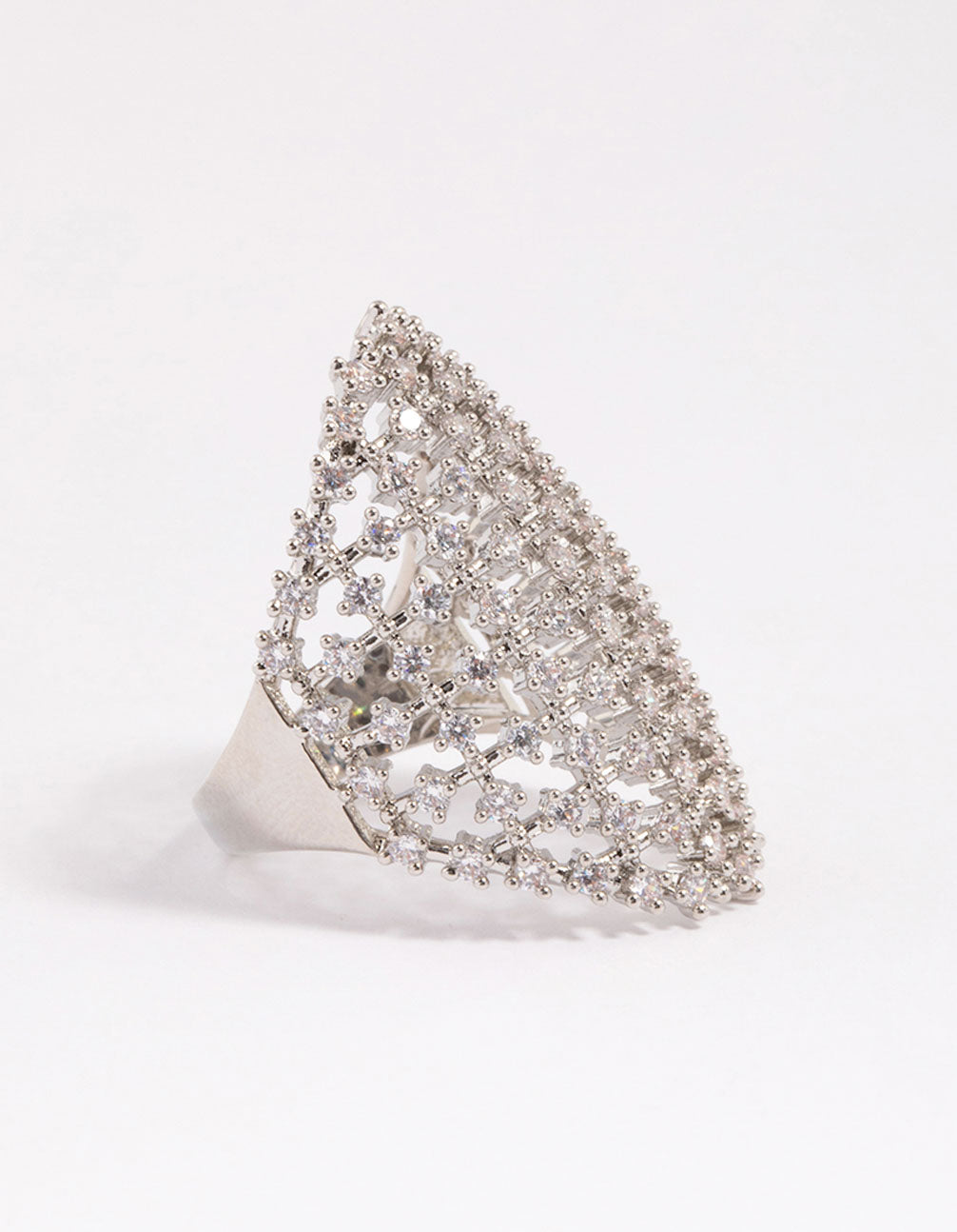 Silver Cubic Zirconia Shield Ring