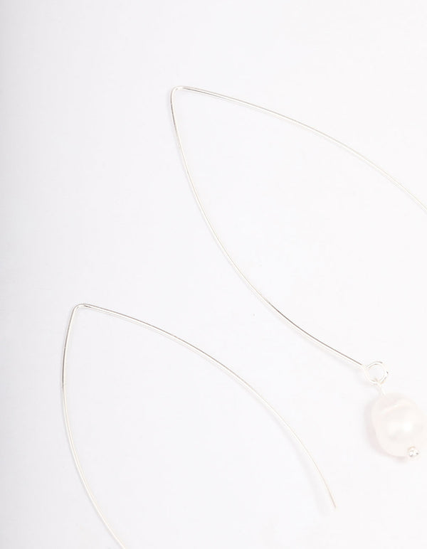 Silver Fine Pearl Drop Earrings