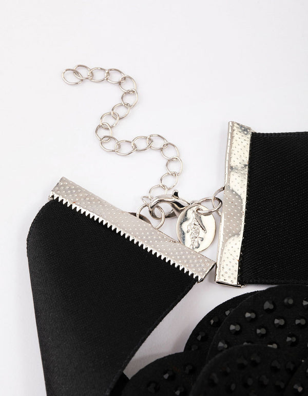 Black Crystal Statement Flower Choker
