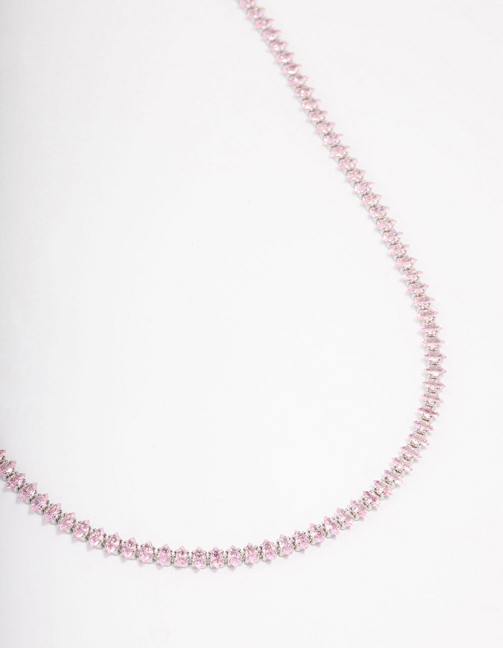 Silver Cubic Zirconia Mixed Marquise Snake Necklace