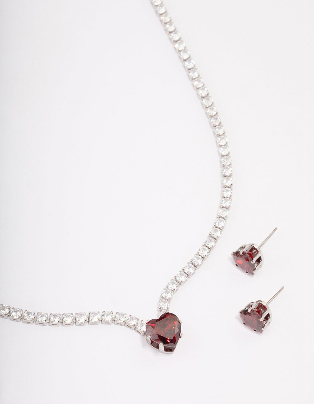 Silver Heart Pendant Earrings & Necklace Set