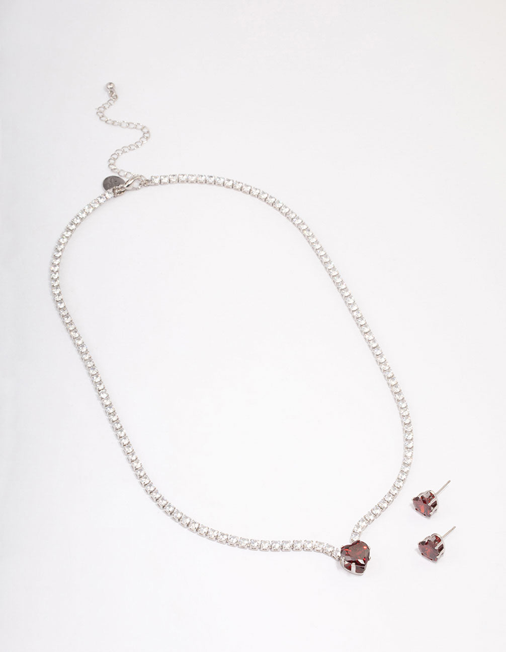 Silver Heart Pendant Earrings & Necklace Set