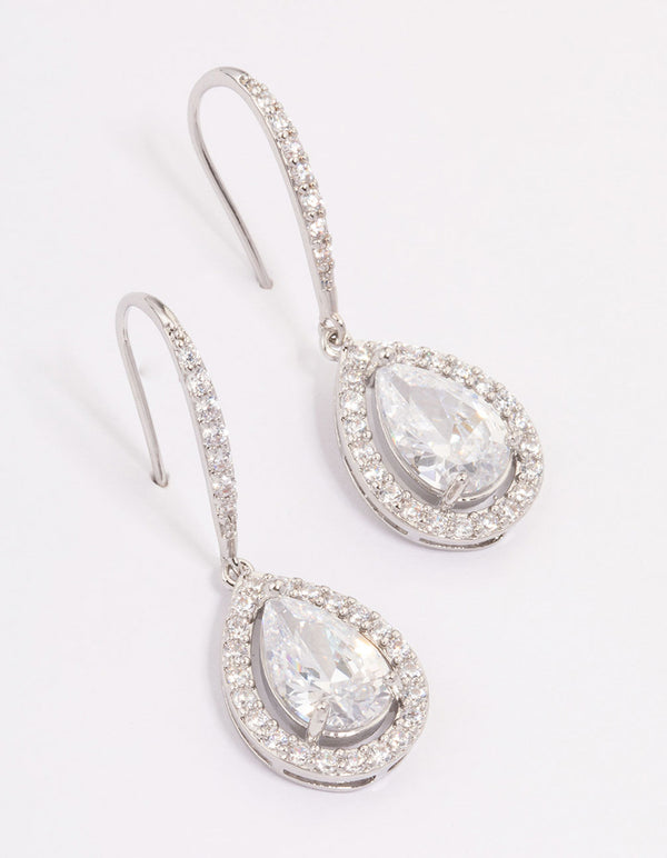 Silver Cubic Zirconia Teardrop Earrings