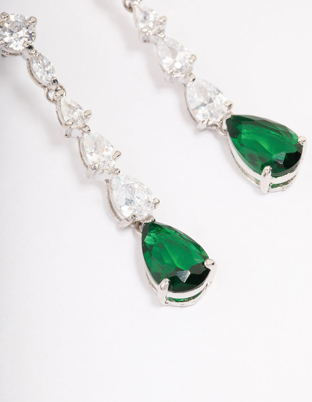 Silver Multi Cubic Zirconia Teardrop Earrings