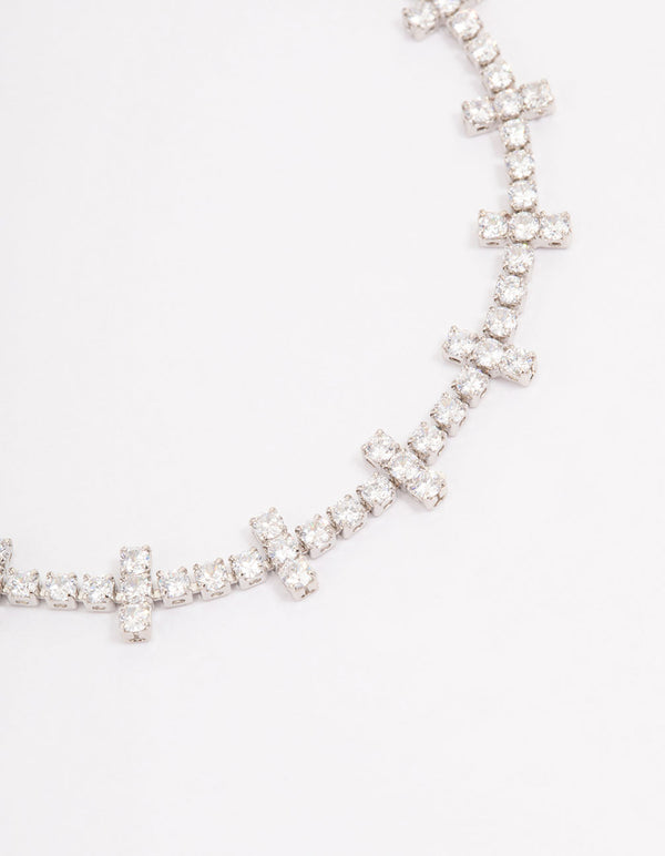 Silver Multi Square Cubic Zirconia Tennis Bracelet