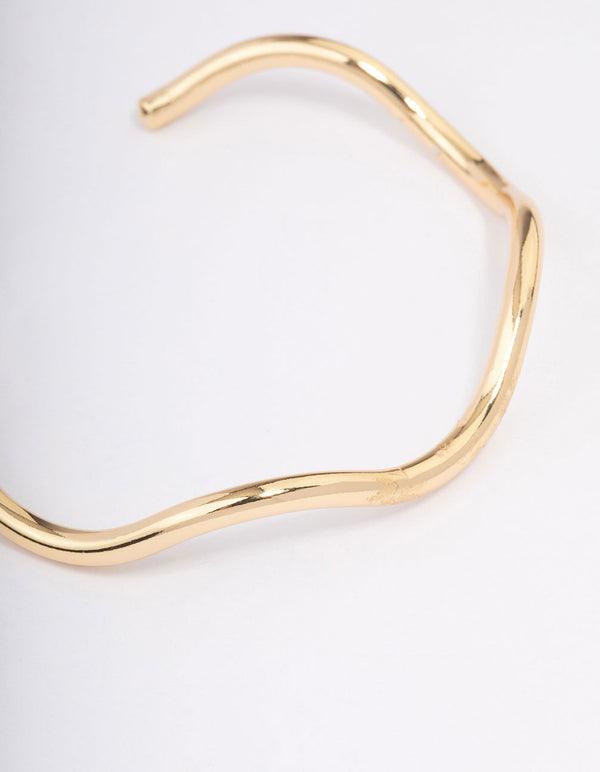 Gold Plated Wavy Wrist Cuff