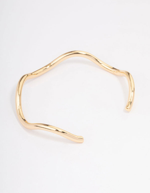 Gold Plated Wavy Wrist Cuff