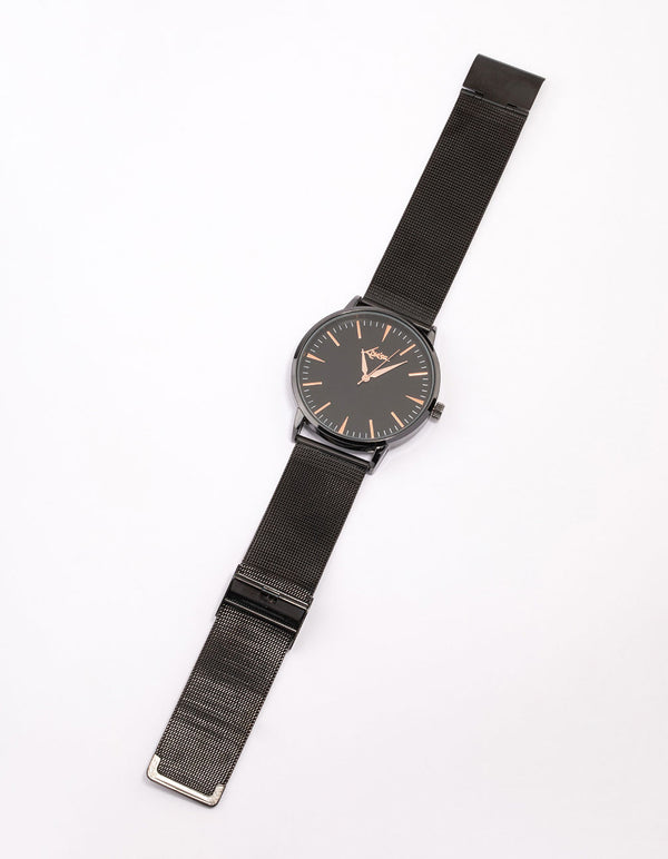 Black Coated Extra Thick Mesh Watch