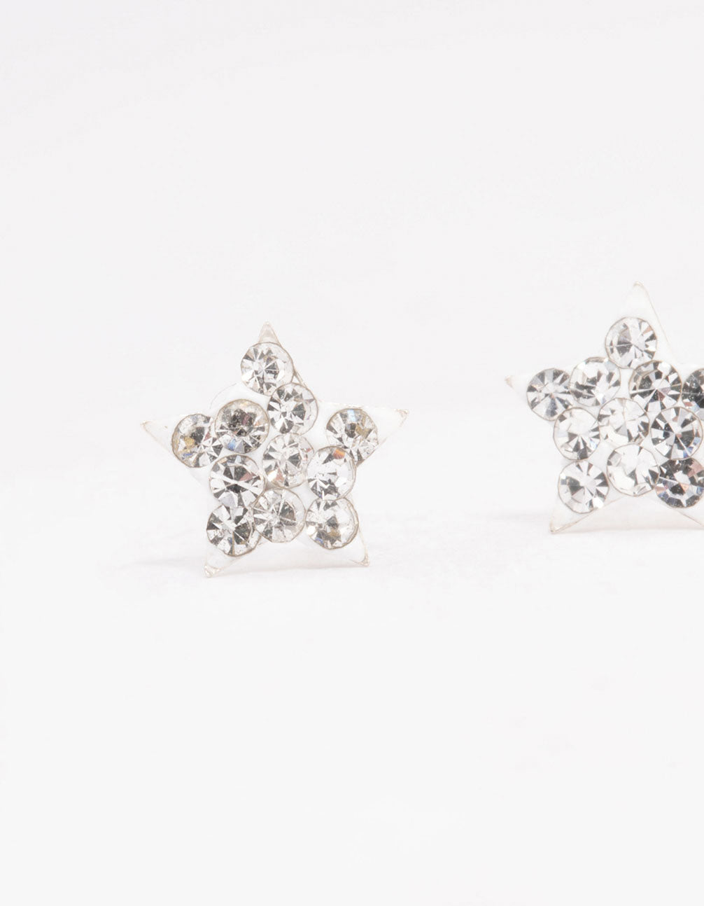Sterling Silver Pave Star Stud Earrings