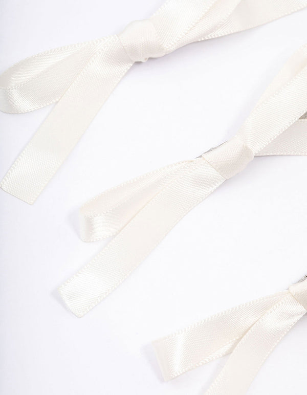 Cream Simple Hair Bows 4-Pack