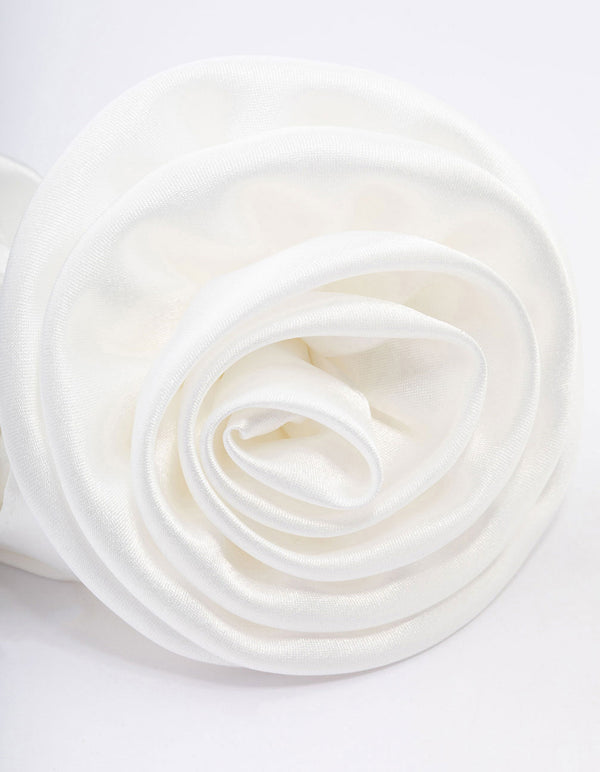 Cream Fabric Rosette Hair Scrunchie