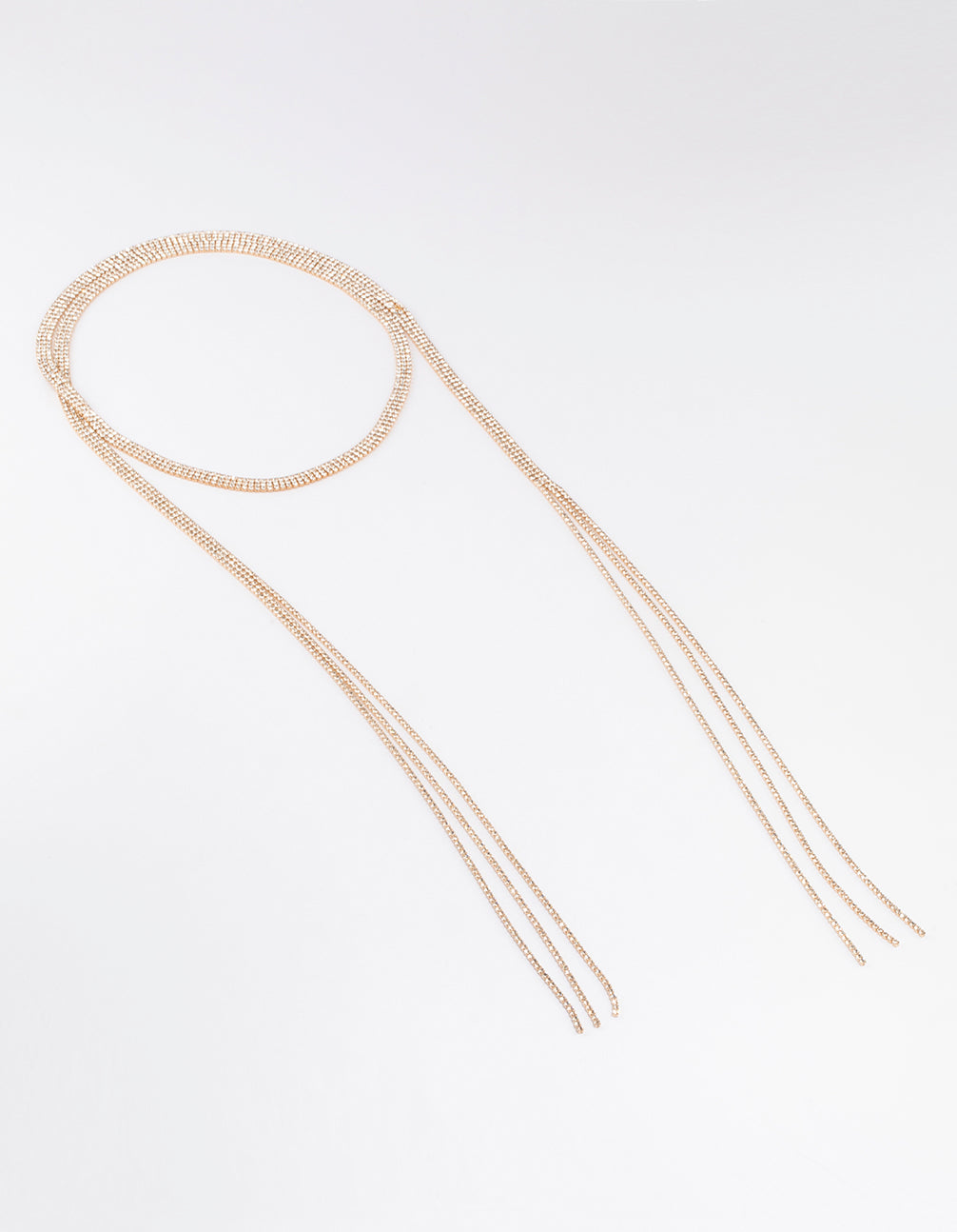 Gold Triple Row Cup Chain Scarf Necklace