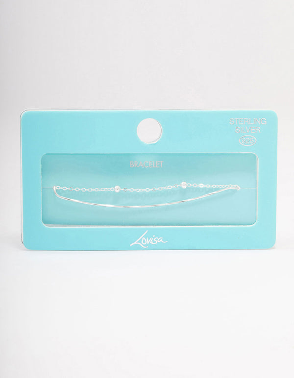 Sterling Silver Snake Chain Ball Bracelet