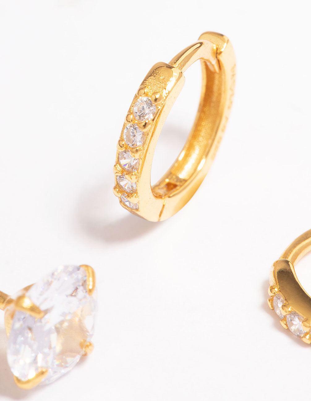 Gold Plated Sterling Silver Cubic Zirconia Hoop Earring Pack