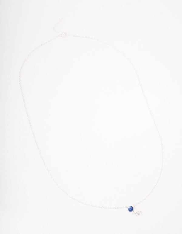 Sterling Silver Blue Stone Butterfly Pendant Necklace